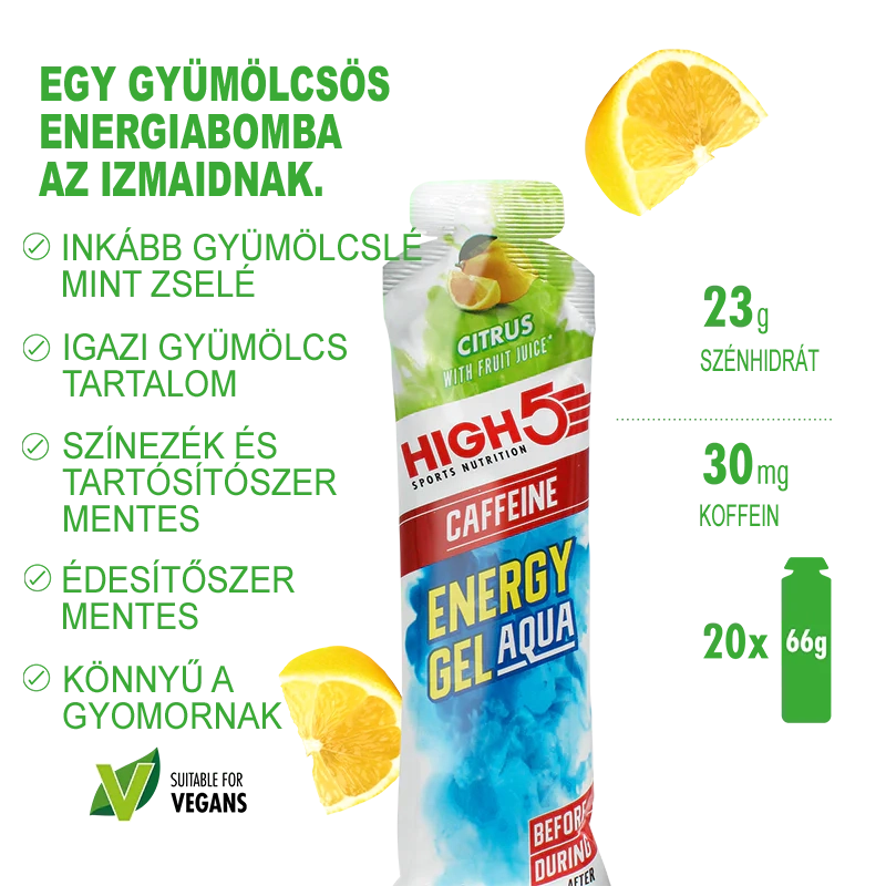 High5 Energy Gel Aqua Coffein 60ml Citrom