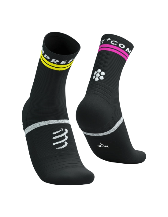 CompresSport Pro Marathon Socks V2.0 (Black/Safe Yellow/Neo Pink)