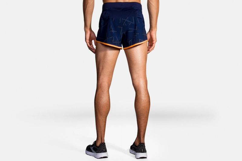 Brooks Sherpa 3 Split Short - férfi (Navy Geo Emboss/Flu)