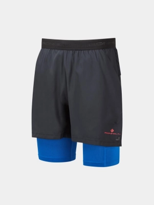 Ronhill Tech Ultra Twin Short - férfi (Black/Azurite) thumbnail