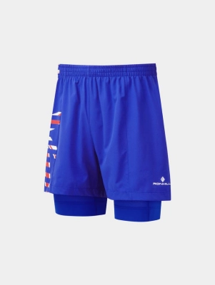 Ronhill Tech Marathon Twin Short - férfi (Azurite/White) thumbnail