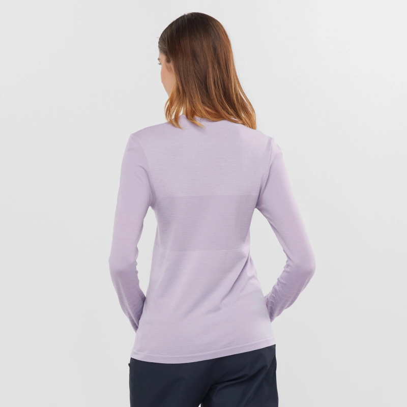 Salomon SNTIAL WOOL LS TOP W - női (Lavender Gray)