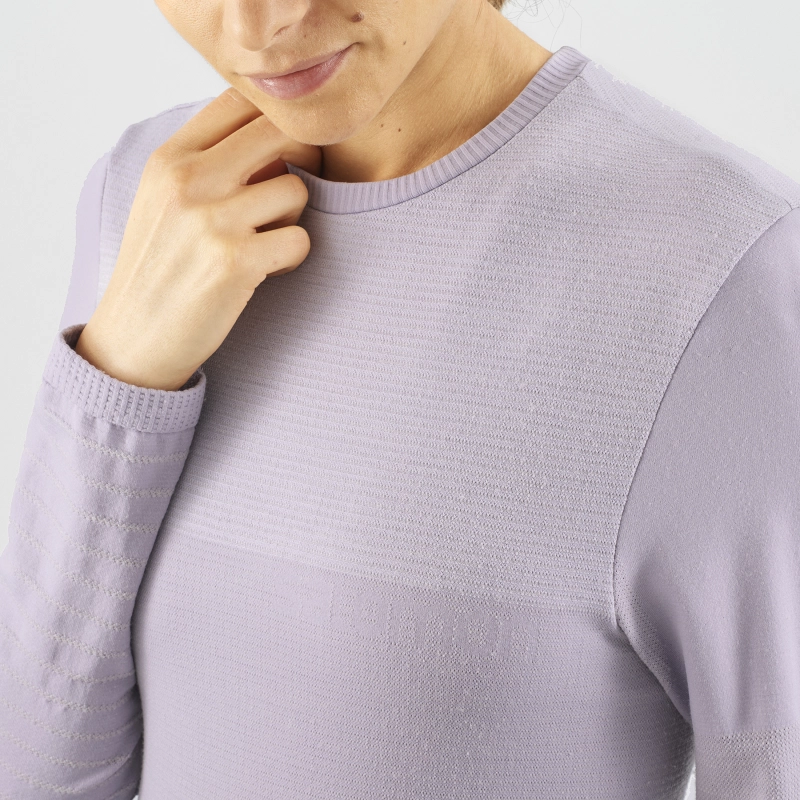 Salomon SNTIAL WOOL LS TOP W - női (Lavender Gray)