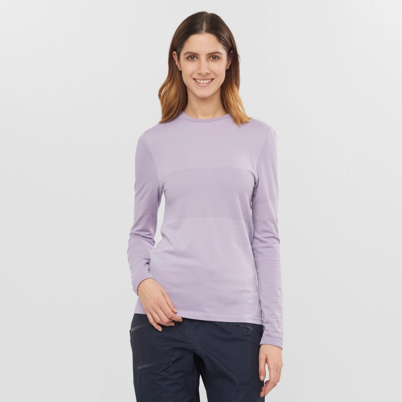 Salomon SNTIAL WOOL LS TOP W - női (Lavender Gray)