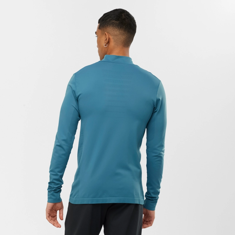 Salomon EXPLORE SEAMLESS HALF ZIP - férfi (Mallard Blue)