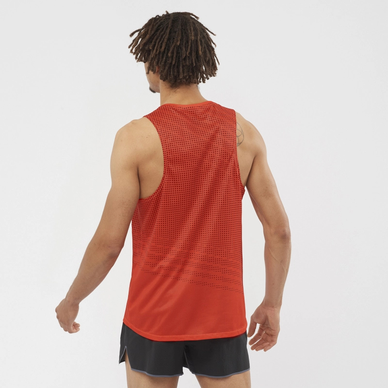 Salomon Sense Aero Singlet Tank M - férfi (Fiery Red/Cabernet)