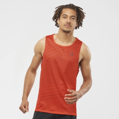 Salomon Sense Aero Singlet Tank M - férfi (Fiery Red/Cabernet) kép