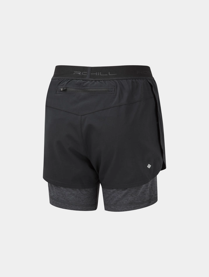 Ronhill Womens Tech Twin Short - női (Black/Charcoal Marl)