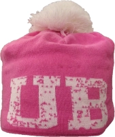 UB Pink/White Knitted Beanie with Pompom -  (Pink/White) thumbnail