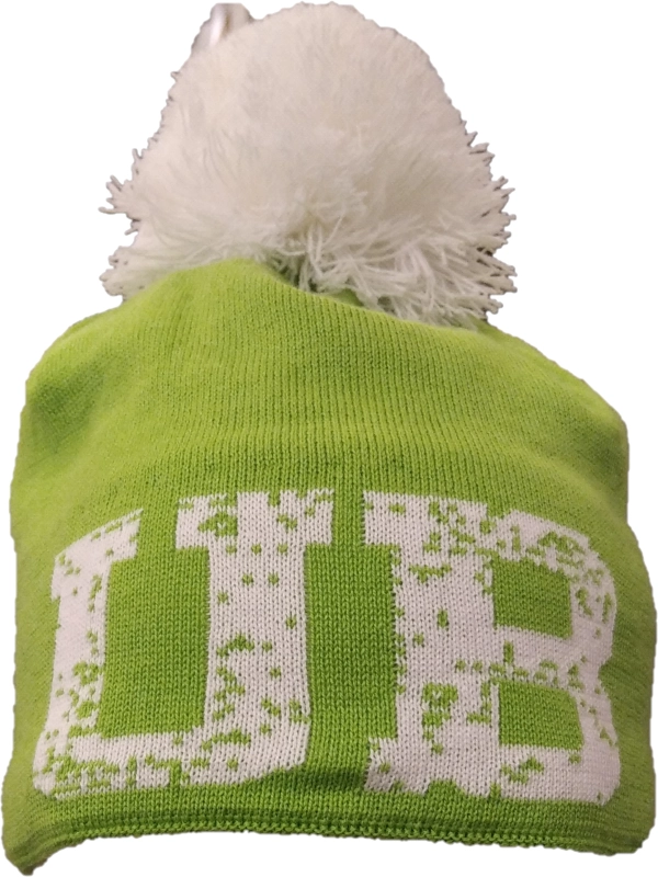 UB Green/White Knitted Beanie with Pompom -  (Green/White)