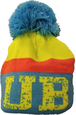 UB Yellow/Red/Blue Knitted Beanie with Pompom - (Yellow/Red/Blue) kép