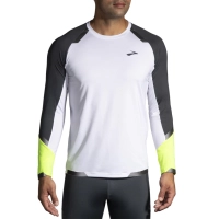 Brooks Run Visible Long Sleeve - férfi (White/Asphalt/Nightlife) thumbnail