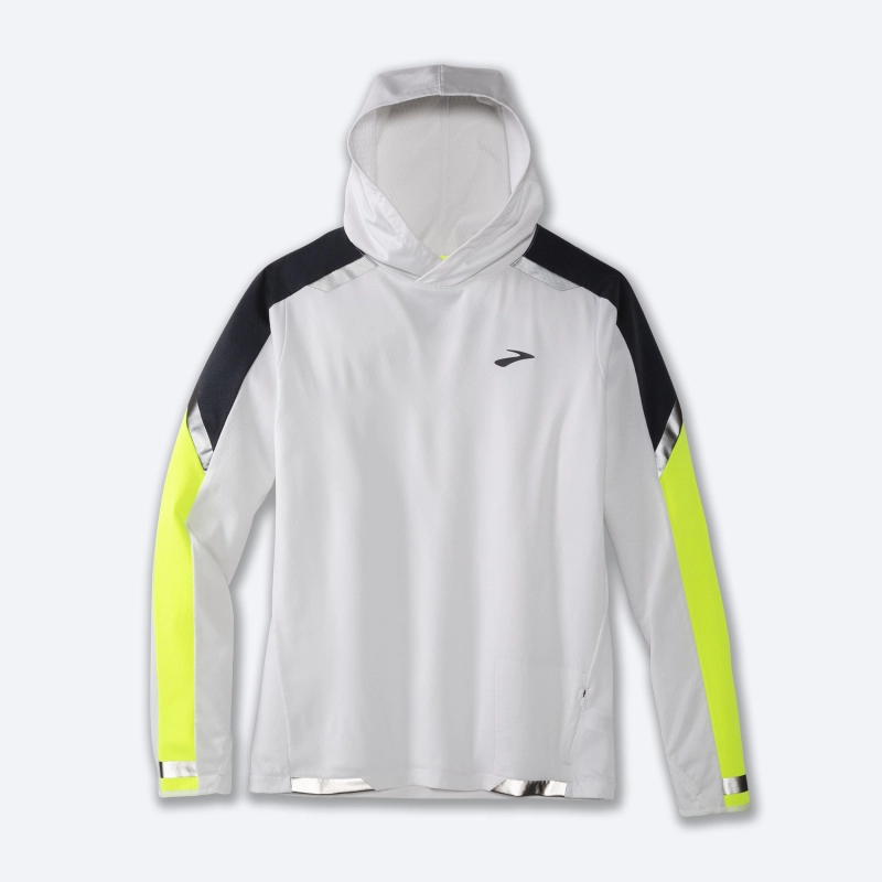 Brooks Run Visible Thermal Hoodie - férfi (White/Asphalt/Nightlife)