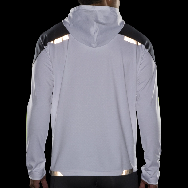 Brooks Run Visible Thermal Hoodie - férfi (White/Asphalt/Nightlife)