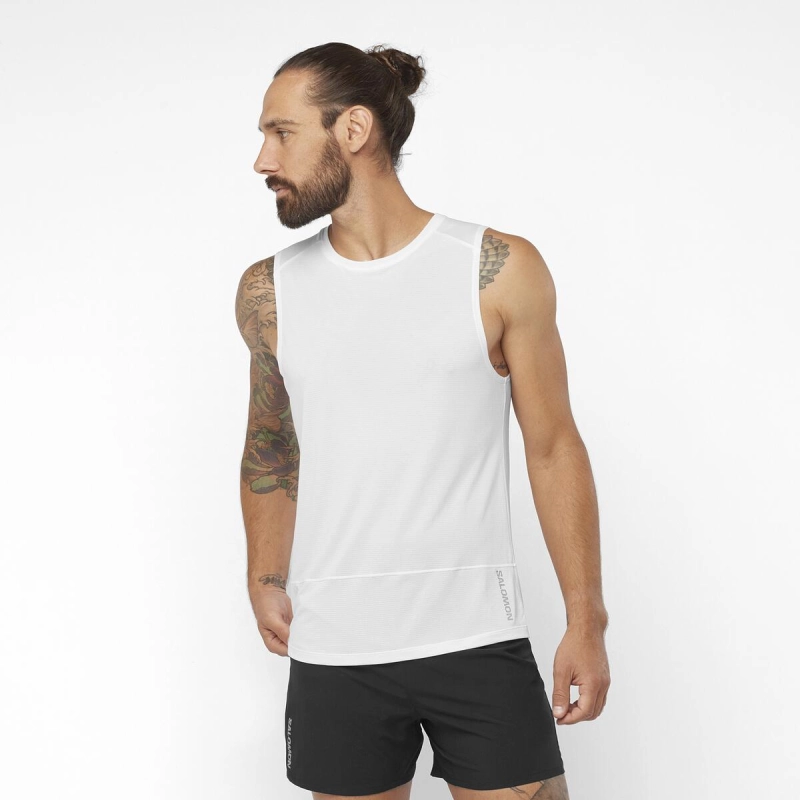 Salomon Cross Run Tank M - White - férfi (White)