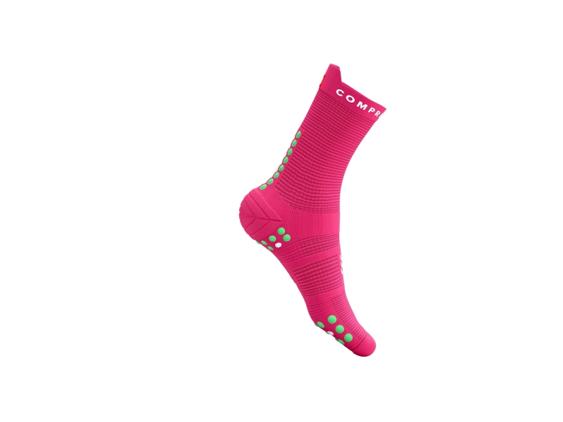 CompresSport Pro Racing Socks V4.0 Quarter - Hot Pink/Summer Green (379)