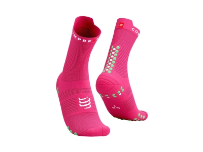 CompresSport Pro Racing Socks V4.0 Quarter - Hot Pink/Summer Green (379) thumbnail