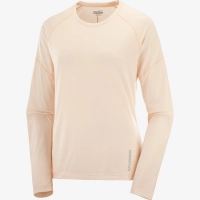 Salomon Cross Run LS Tee W - Cream Tan/Heather - női thumbnail