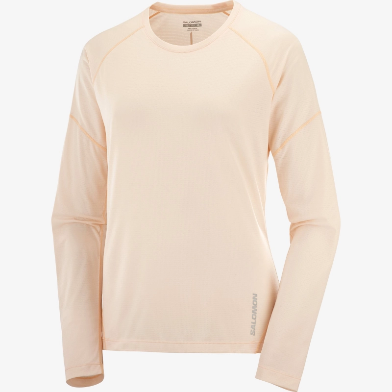 Salomon Cross Run LS Tee W - Cream Tan/Heather - női