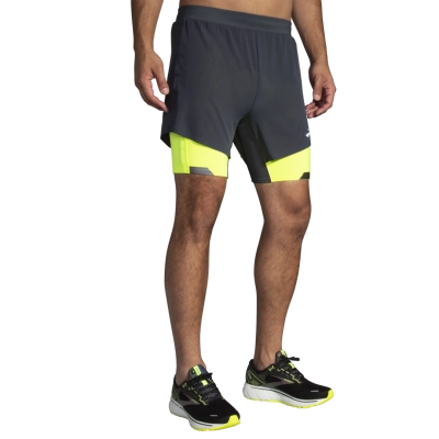 Brooks Run Visible 5 2-IN-1 Short - férfi (Asphalt/Nightlife) kép