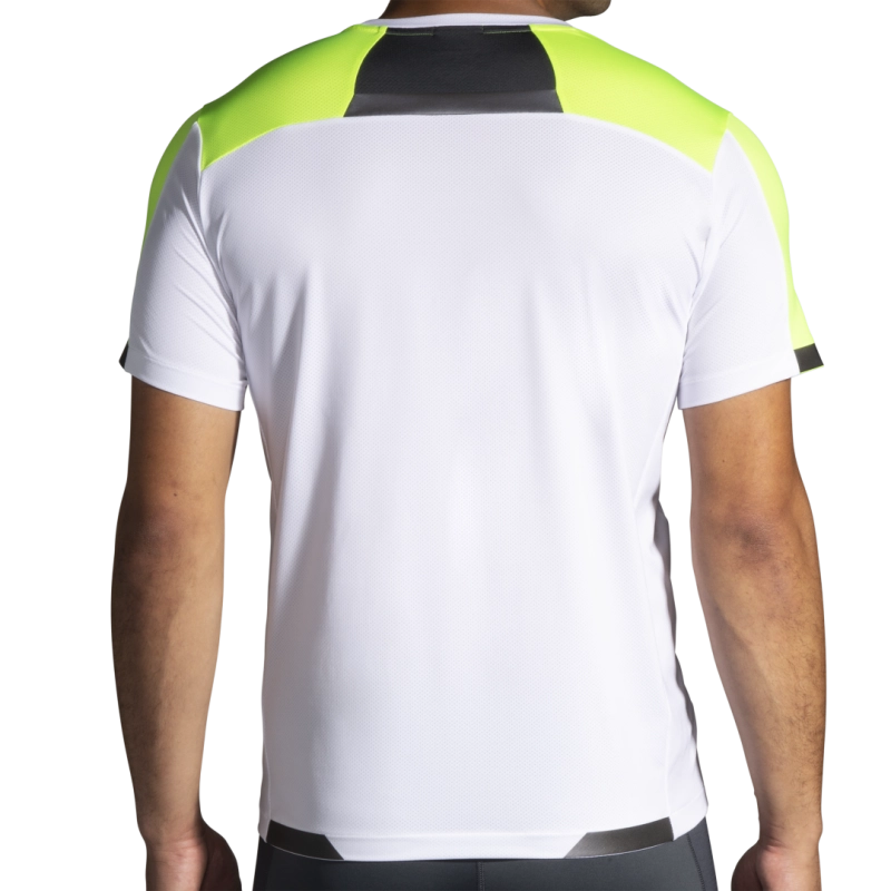 Brooks Run Visible Short Sleeve - férfi (White/Asphalt/Nightlife)