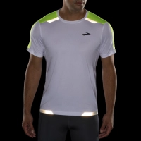 Brooks Run Visible Short Sleeve - férfi (White/Asphalt/Nightlife) thumbnail