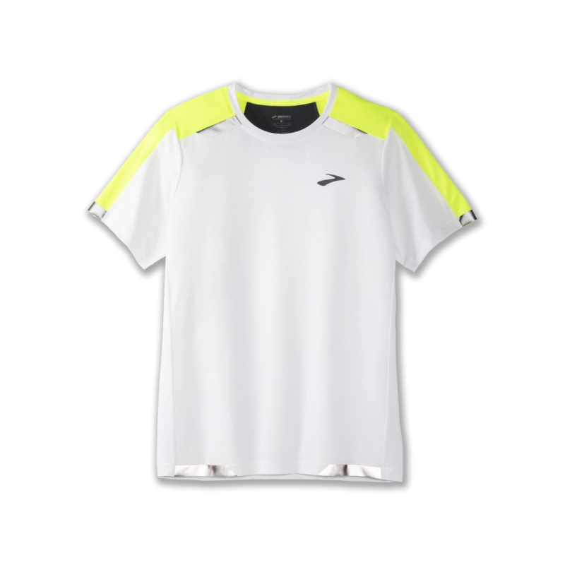 Brooks Run Visible Short Sleeve - férfi (White/Asphalt/Nightlife)