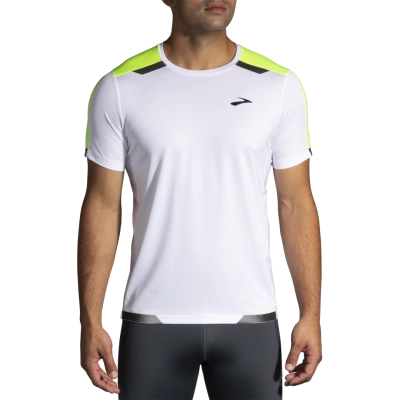 Brooks Run Visible Short Sleeve - férfi (White/Asphalt/Nightlife) kép