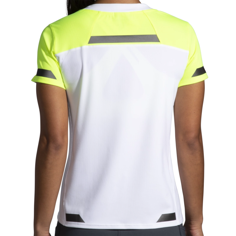 Brooks Run Visible Short Sleeve - női (White/Nightlife)