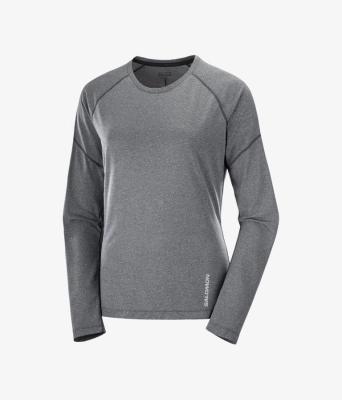 Salomon Cross Run LS Tee W - Deep Black/Heather - női kép