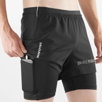 Salomon Cross 2IN1 Shorts M - Deep Black - férfi thumbnail