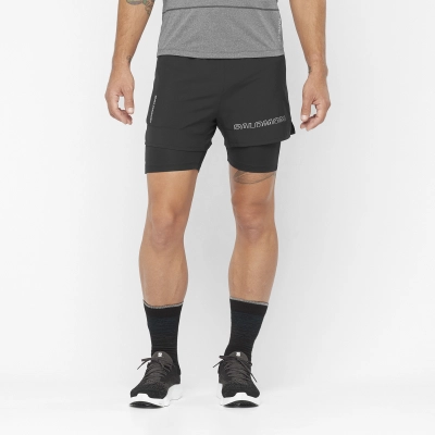 Salomon Cross 2IN1 Shorts M - Deep Black - férfi kép