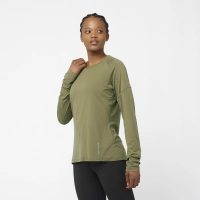 Salomon Cross Run LS Tee W - Deep Lichen Green - női thumbnail