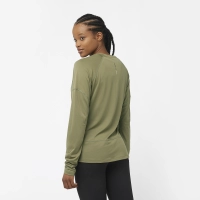 Salomon Cross Run LS Tee W - Deep Lichen Green - női thumbnail