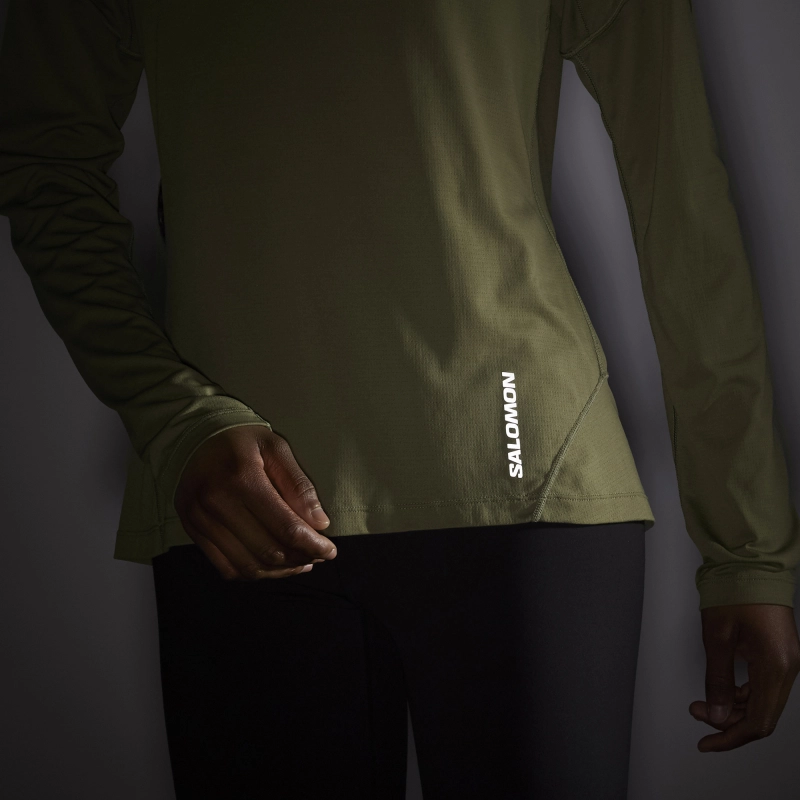 Salomon Cross Run LS Tee W - Deep Lichen Green - női