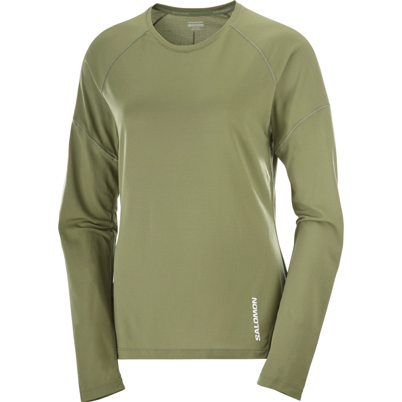 Salomon Cross Run LS Tee W - Deep Lichen Green - női