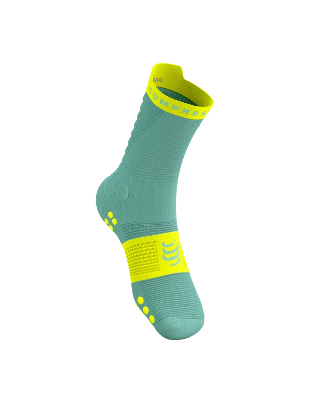 CompresSport Pro Racing Socks V4.0 Trail - Shell Blue/Safe Yellow